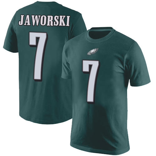 Men Philadelphia Eagles #7 Ron Jaworski Green Rush Pride Name and Number NFL T Shirt->nfl t-shirts->Sports Accessory